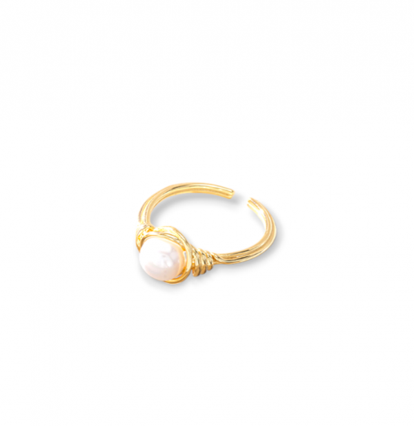 Round Adjustable Pearl Ring